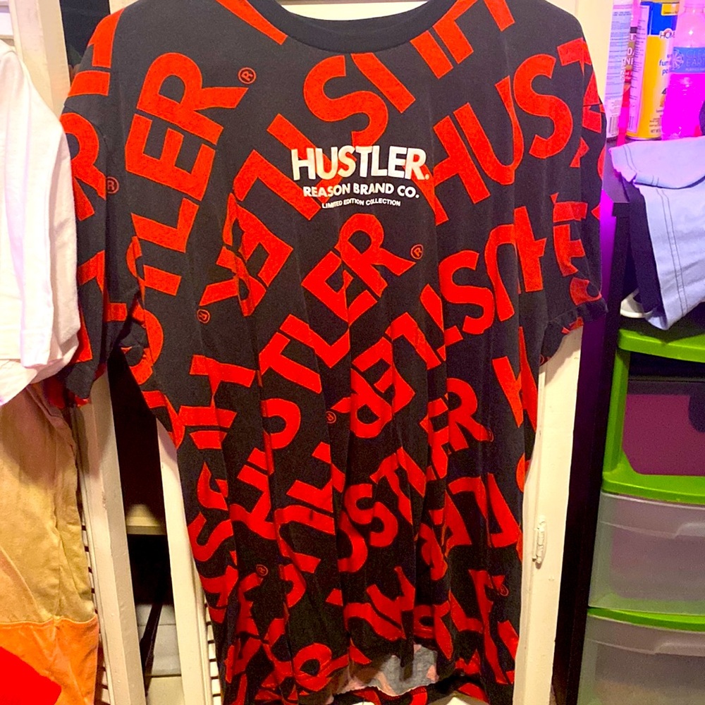 Hustler black and red shirt